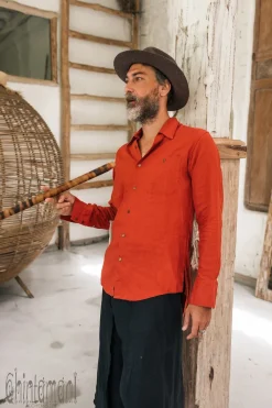 Chintamani Alchemistry Alma Linen Shirt / Red Ochre^ Button Shirt