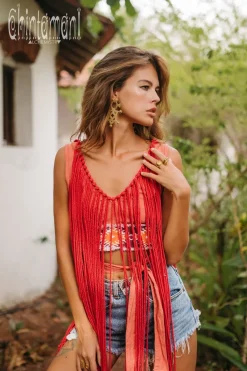 Chintamani Alchemistry Apache Crop Top / Salmon Red^ Tank Top