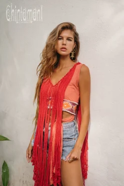 Chintamani Alchemistry Apache Crop Top / Salmon Red^ Tank Top