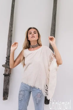 Chintamani Alchemistry Asymmetric Ripped Top / Off White^ T-shirt & Tunic