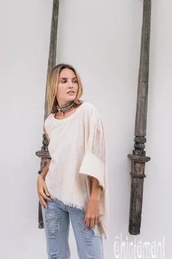 Chintamani Alchemistry Asymmetric Ripped Top / Off White^ T-shirt & Tunic