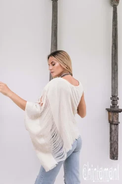 Chintamani Alchemistry Asymmetric Ripped Top / Off White^ T-shirt & Tunic
