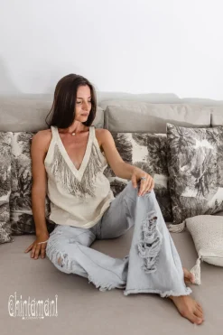 Chintamani Alchemistry Backless Linen Top / Cream^ Tank Top