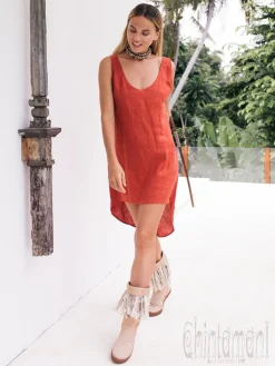 Chintamani Alchemistry Backless Tunic Dress / Red Ochre^ Mini & Midi Dress