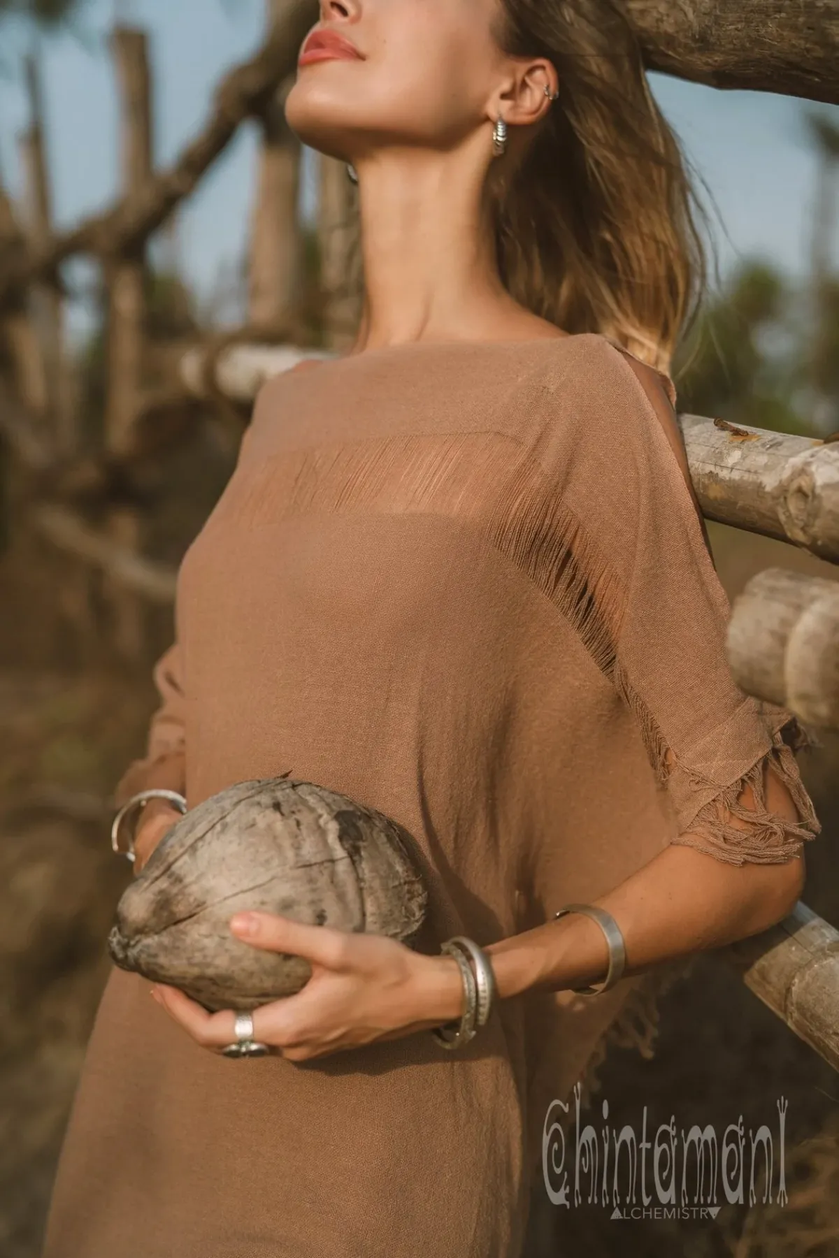 Chintamani Alchemistry Beach Poncho Dress / Coffee^ Mini & Midi Dress