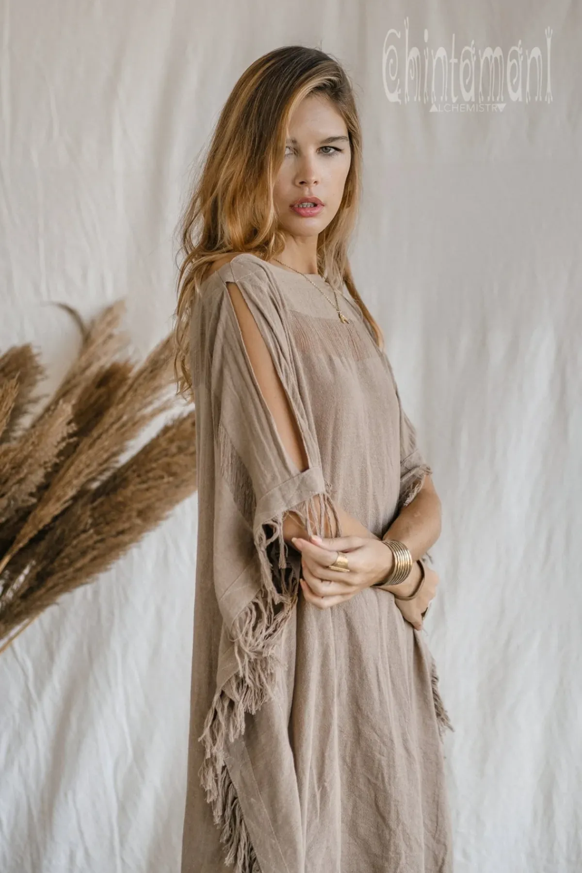 Chintamani Alchemistry Beach Poncho Dress / Coffee^ Mini & Midi Dress