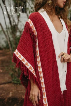 Chintamani Alchemistry Berber Poncho Coat / Red Ochre^ Kimono & Cover Up