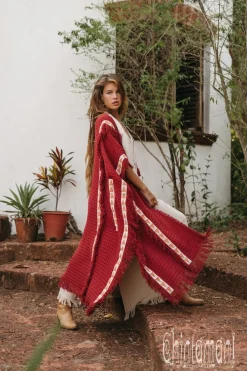 Chintamani Alchemistry Berber Poncho Coat / Red Ochre^ Kimono & Cover Up