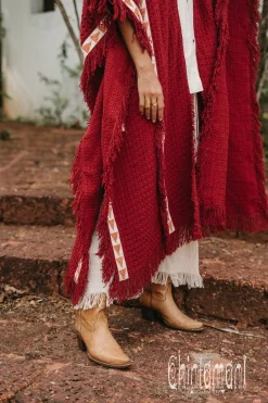 Chintamani Alchemistry Berber Poncho Coat / Red Ochre^ Kimono & Cover Up