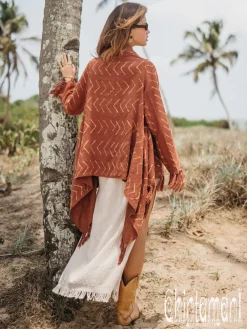 Chintamani Alchemistry Block Print Cloak / Rust^ Kimono & Cover Up