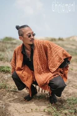 Chintamani Alchemistry Block Print Poncho / Rust^ Kimono & Coat