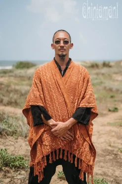 Chintamani Alchemistry Block Print Poncho / Rust^ Kimono & Coat