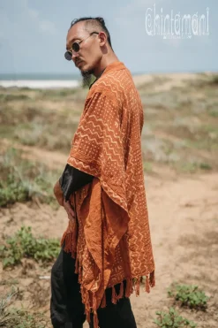 Chintamani Alchemistry Block Print Poncho / Rust^ Kimono & Coat
