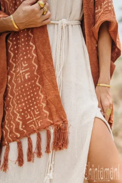 Chintamani Alchemistry Block Print Poncho t / Rust^ Kimono & Cover Up