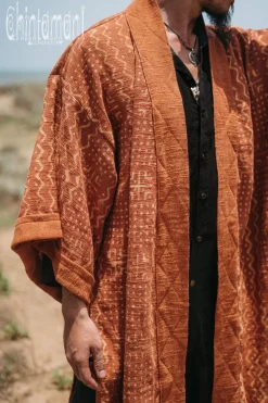 Chintamani Alchemistry Block Print Robe / Rust^ Kimono & Coat