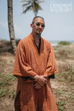 Chintamani Alchemistry Block Print Robe / Rust^ Kimono & Coat