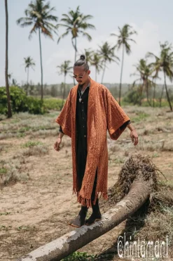 Chintamani Alchemistry Block Print Robe / Rust^ Kimono & Coat