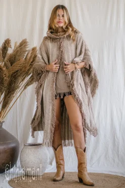 Chintamani Alchemistry Bohemian Poncho Coat / Coffee^ Kimono & Cover Up