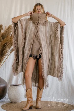 Chintamani Alchemistry Bohemian Poncho Coat / Coffee^ Kimono & Cover Up