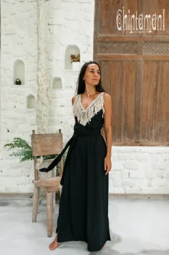 Chintamani Alchemistry Boho Fringed Dress / Black^ Maxi Dress