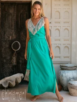 Chintamani Alchemistry Boho Fringed Dress / Green^ Maxi Dress