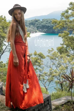 Chintamani Alchemistry Boho Fringed Dress / Red Ochre^ Maxi Dress