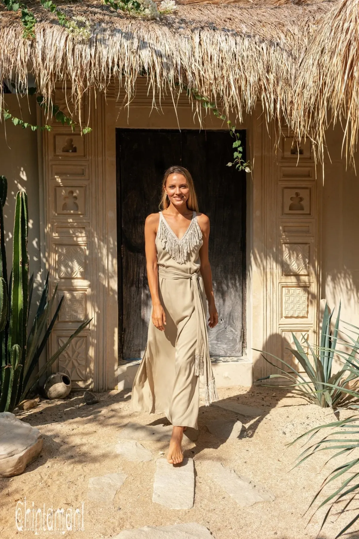 Chintamani Alchemistry Boho Fringed Dress / Sage^ Maxi Dress