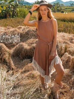 Chintamani Alchemistry Corner Fringed Dress / Dusty Pink^ Mini & Midi Dress