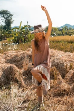 Chintamani Alchemistry Corner Fringed Dress / Dusty Pink^ Mini & Midi Dress