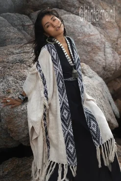 Chintamani Alchemistry Cotton & Hemp Poncho / Off White^ Kimono & Cover Up