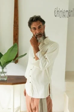 Chintamani Alchemistry Cotton Men's Shirt / Off White^ Button Shirt