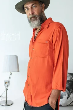 Chintamani Alchemistry Cotton Men's Shirt / Red Ochre^ Button Shirt