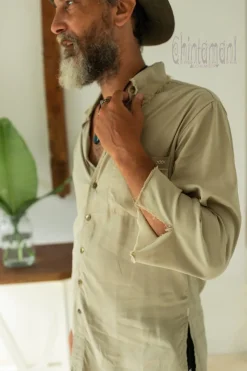 Chintamani Alchemistry Cotton Men's Shirt / Sage^ Button Shirt