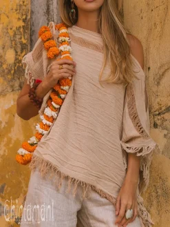 Chintamani Alchemistry Cotton Poncho Top / Beige^ T-shirt & Tunic