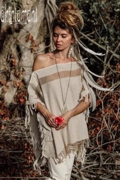 Chintamani Alchemistry Cotton Poncho Top / Beige^ T-shirt & Tunic