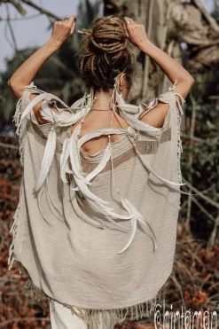 Chintamani Alchemistry Cotton Poncho Top / Beige^ T-shirt & Tunic