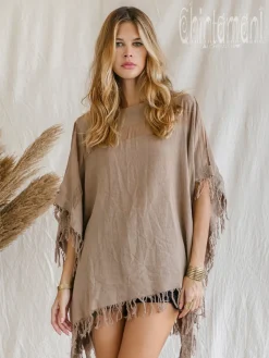 Chintamani Alchemistry Cotton Poncho Top / Coffee^ T-shirt & Tunic