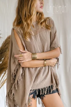 Chintamani Alchemistry Cotton Poncho Top / Coffee^ T-shirt & Tunic