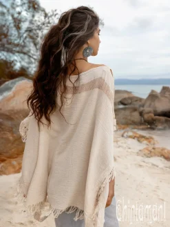 Chintamani Alchemistry Cotton Poncho Top / Off White^ T-shirt & Tunic