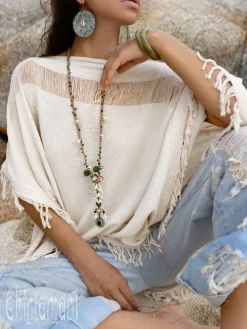 Chintamani Alchemistry Cotton Poncho Top / Off White^ T-shirt & Tunic