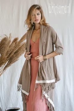 Chintamani Alchemistry Cotton Sleeves Shawl / Coffee^ Kimono & Cover Up