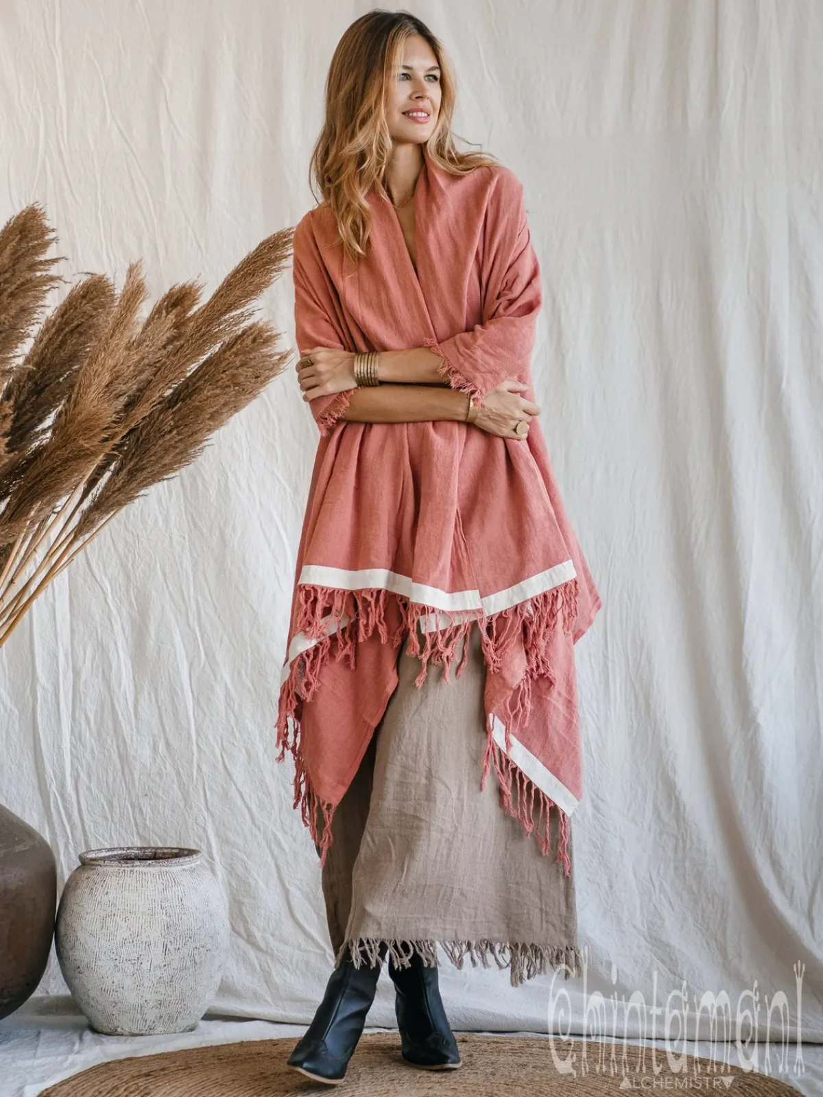 Chintamani Alchemistry Cotton Sleeves Shawl / Pink^ Kimono & Cover Up