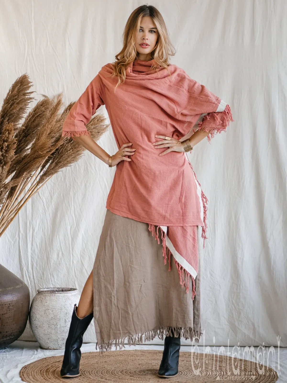 Chintamani Alchemistry Cotton Sleeves Shawl / Pink^ Kimono & Cover Up