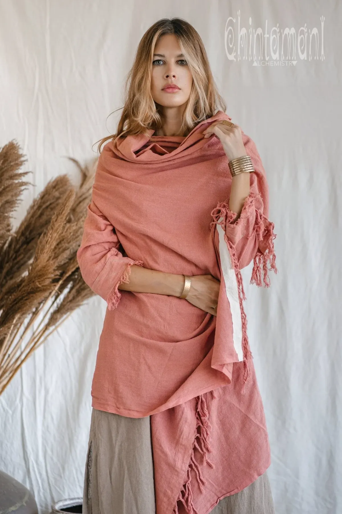 Chintamani Alchemistry Cotton Sleeves Shawl / Pink^ Kimono & Cover Up
