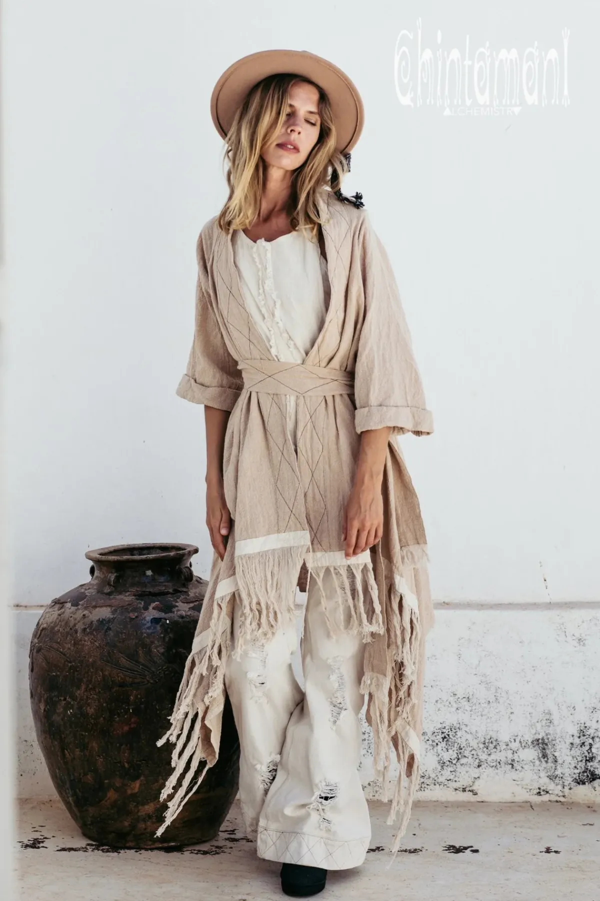 Chintamani Alchemistry Cotton Wrap Cardigan / Beige^ Kimono & Cover Up