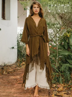 Chintamani Alchemistry Cotton Wrap Cardigan / Brown^ Kimono & Cover Up