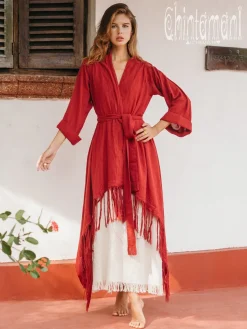 Chintamani Alchemistry Cotton Wrap Cardigan / Red Ochre^ Kimono & Cover Up