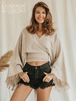 Chintamani Alchemistry Cotton Wrap Top / Beige^ Wrap Top