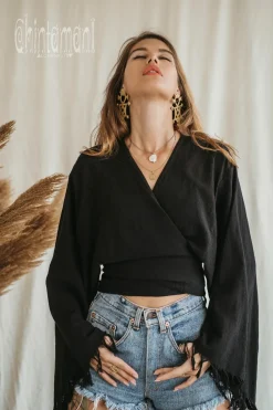 Chintamani Alchemistry Cotton Wrap Top / Black^ Wrap Top