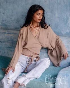 Chintamani Alchemistry Cotton Wrap Top / Coffee^ Wrap Top